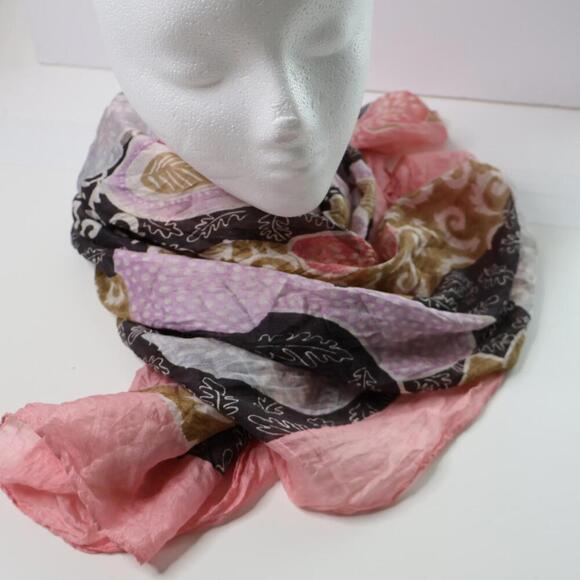 VTG Silk Paisley Flowers Artsy Boho Whimsigoth Groovy‎ Scarf Patchwork Hippie * - Picture 5 of 5